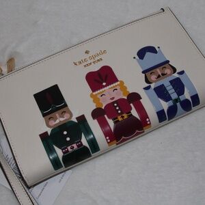 NWT Kate Spade Novelty Bag Christmas Nutcracker Double Zip Wristlet Wallet